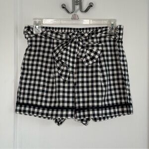 NWT LOFT | Gingham Tie Waist Lightweight Shorts Navy White Checkered Summer